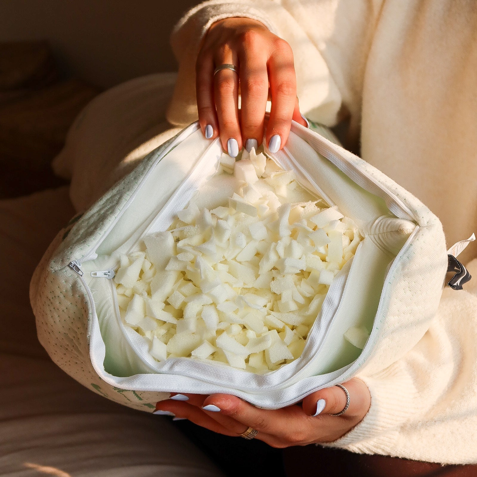 Almohada de cuerpo entero de bambú con espuma viscoelástica triturada