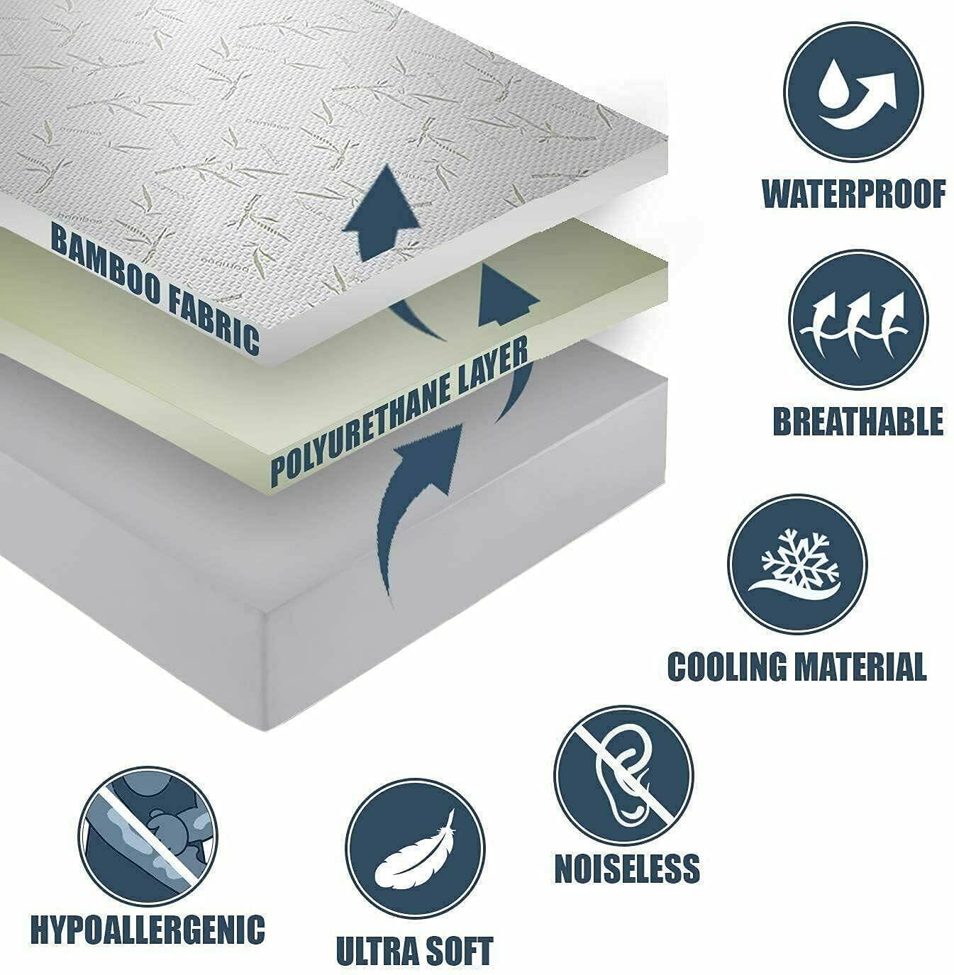 Bamboo Waterproof Mattress Protector with Zipper - DreamField Linen