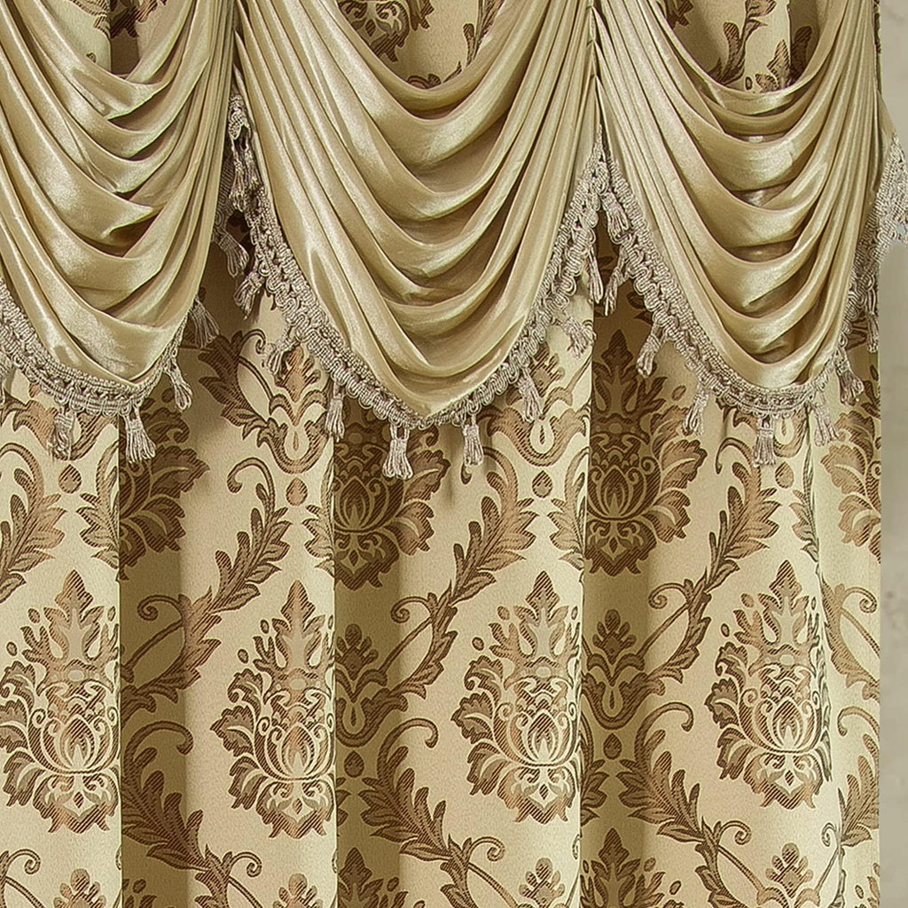 Taupe Jacquard Window Curtains 2 Panel Set - DreamField Linen