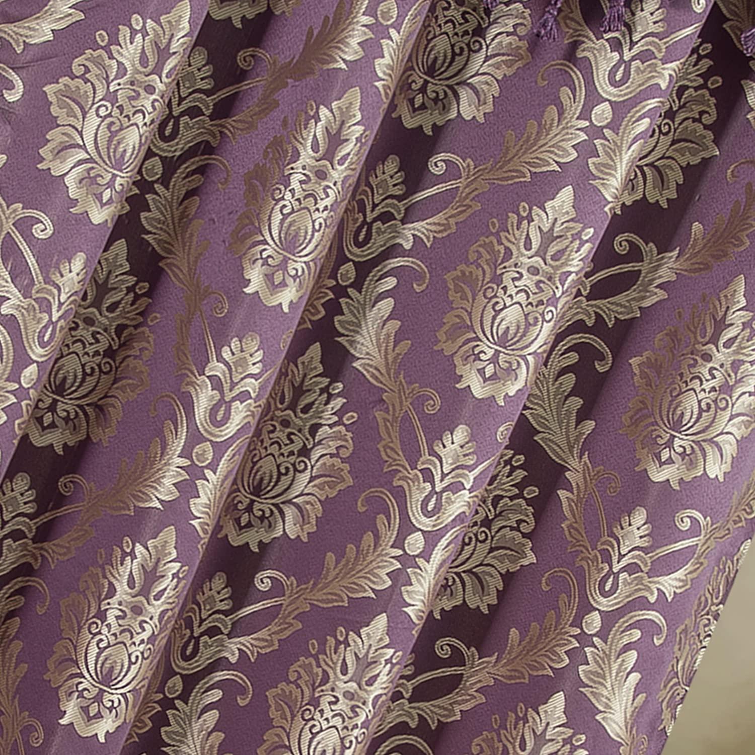 Purple Jacquard Window Curtains 2 Panel Set - DreamField Linen
