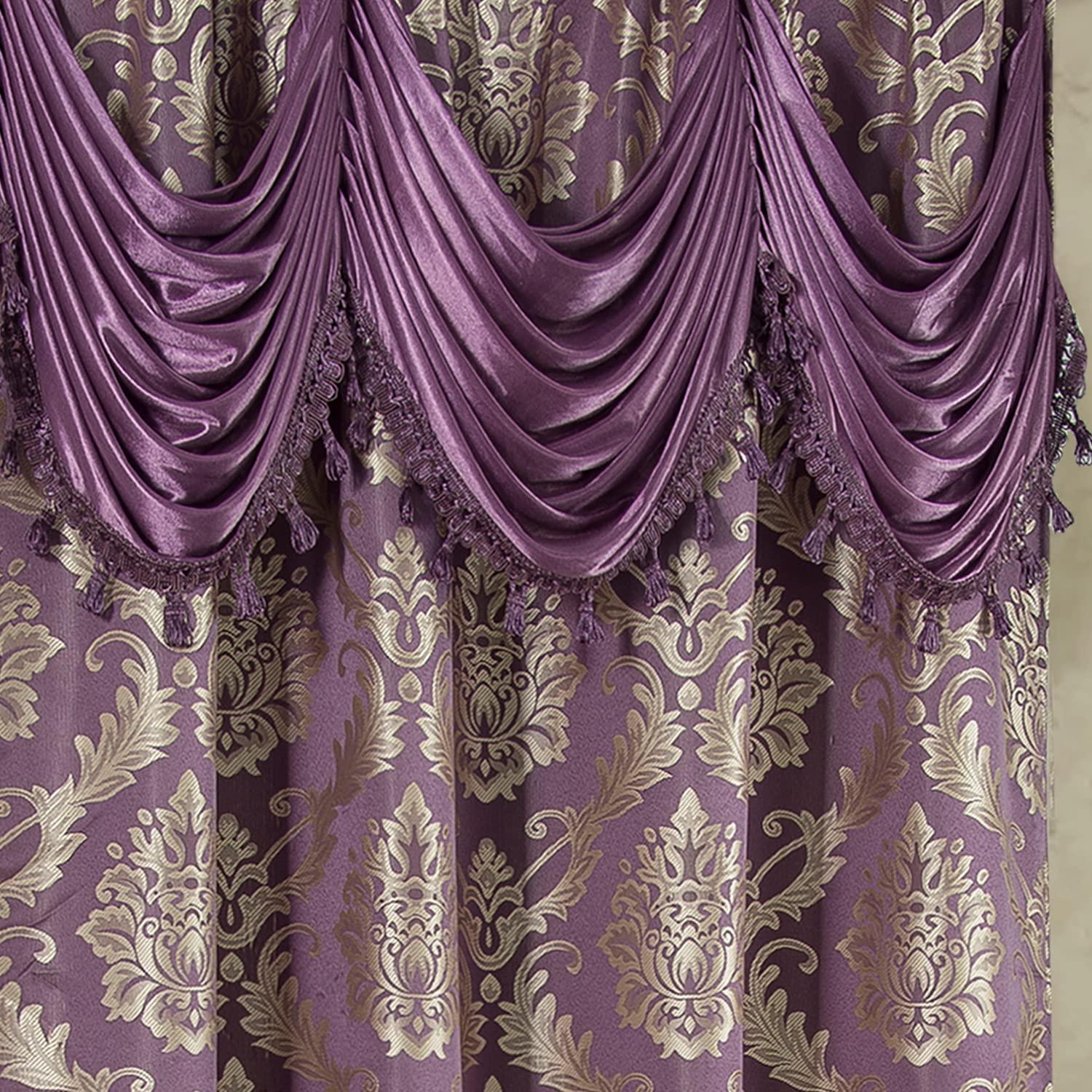 Purple Jacquard Window Curtains 2 Panel Set - DreamField Linen