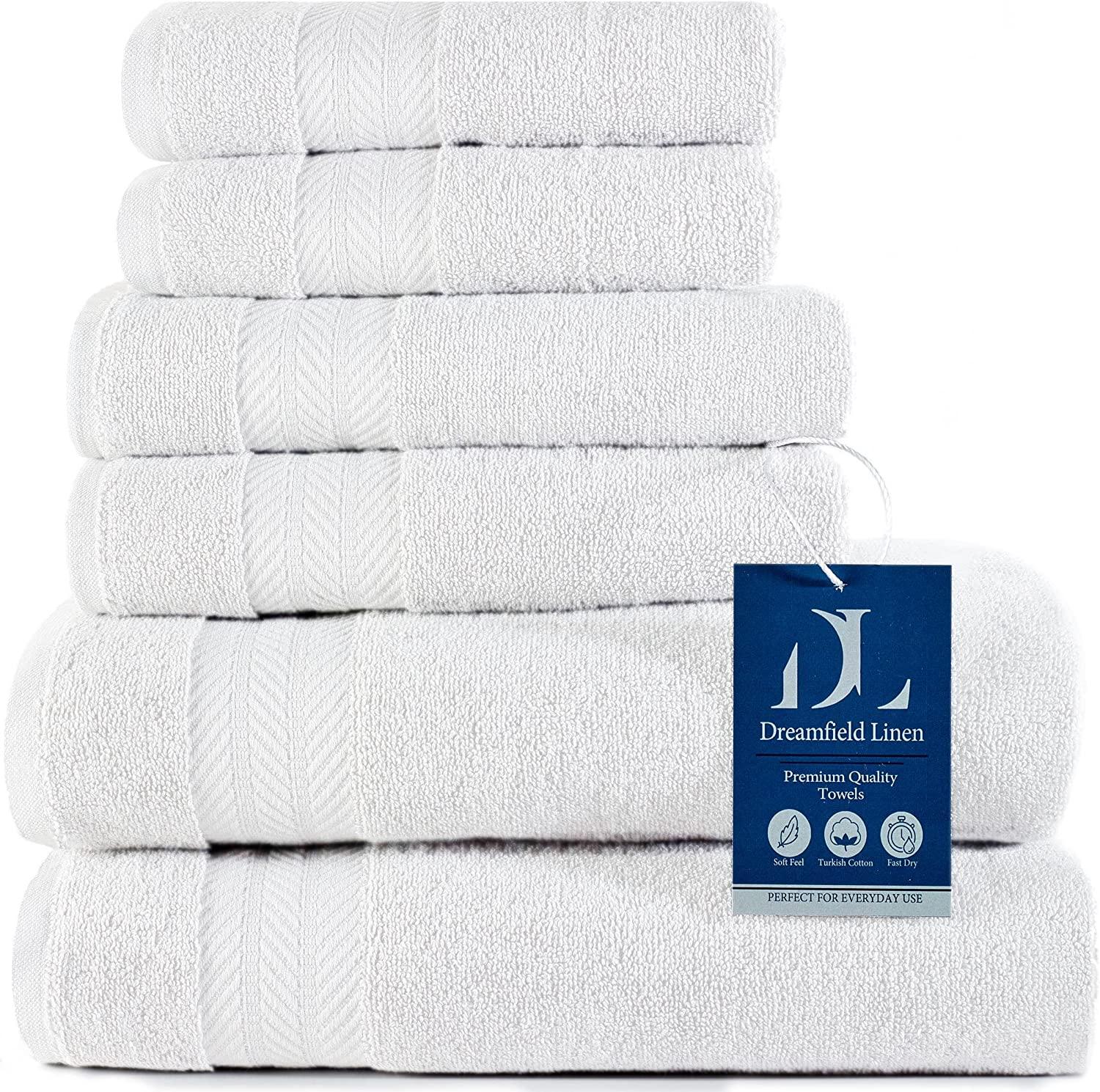 White Bath Towel Set (6 Piece) - DreamField Linen