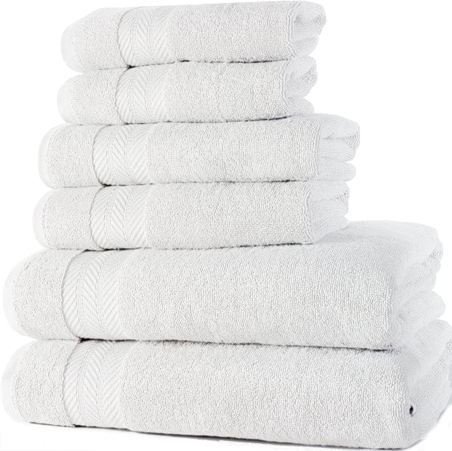 White Bath Towel Set (6 Piece) - DreamField Linen