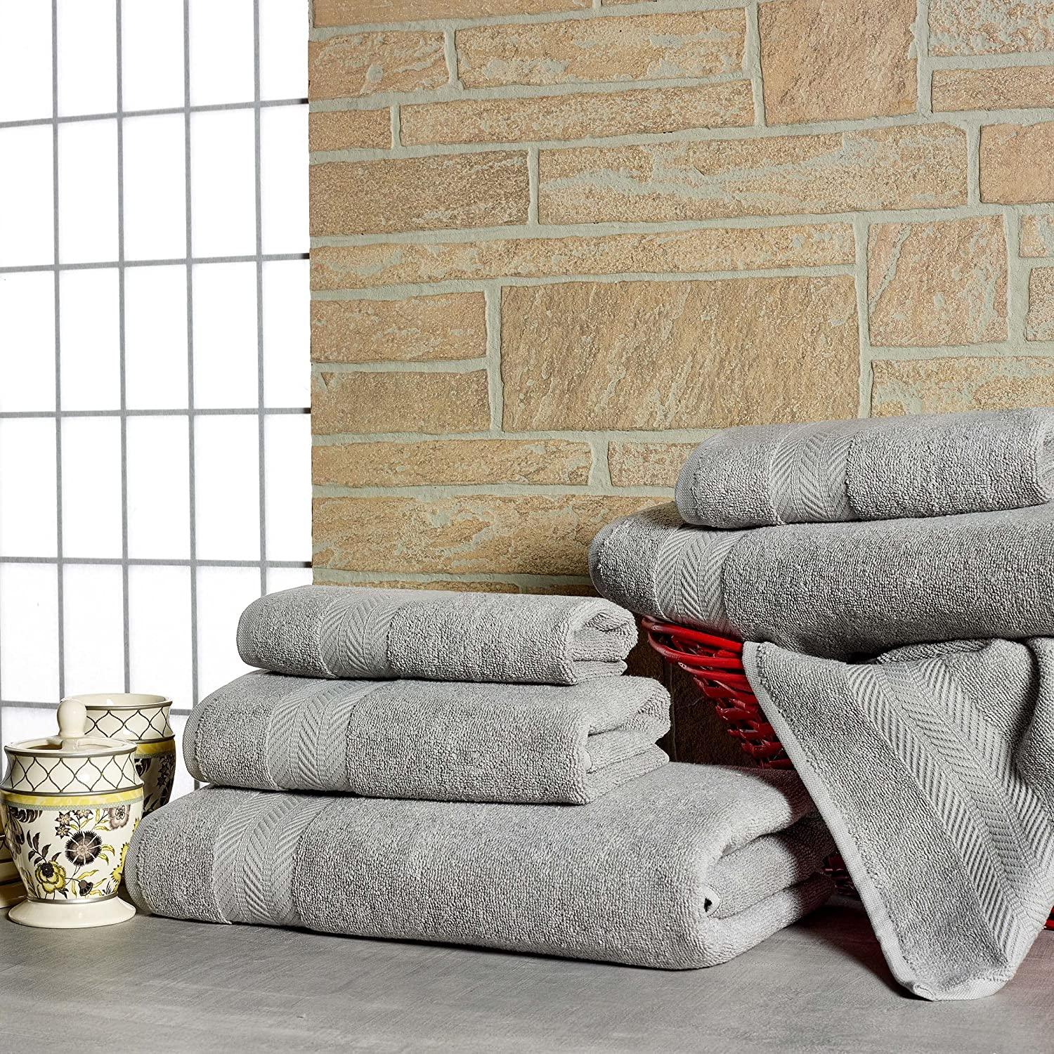 Luxury 100% Cotton Bath Towels - 6 Piece Set, Extra Soft & Fluffy, Hotel Bath  Towel Set - 2 Bathroom Towels, 2 Hand Towels & 2 Washcloths - Charcoal Gray  