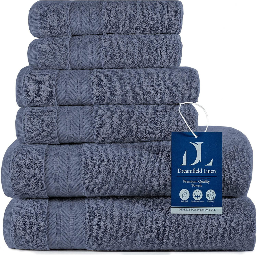 Navy Blue Bath Towel Set (6 Piece) - DreamField Linen