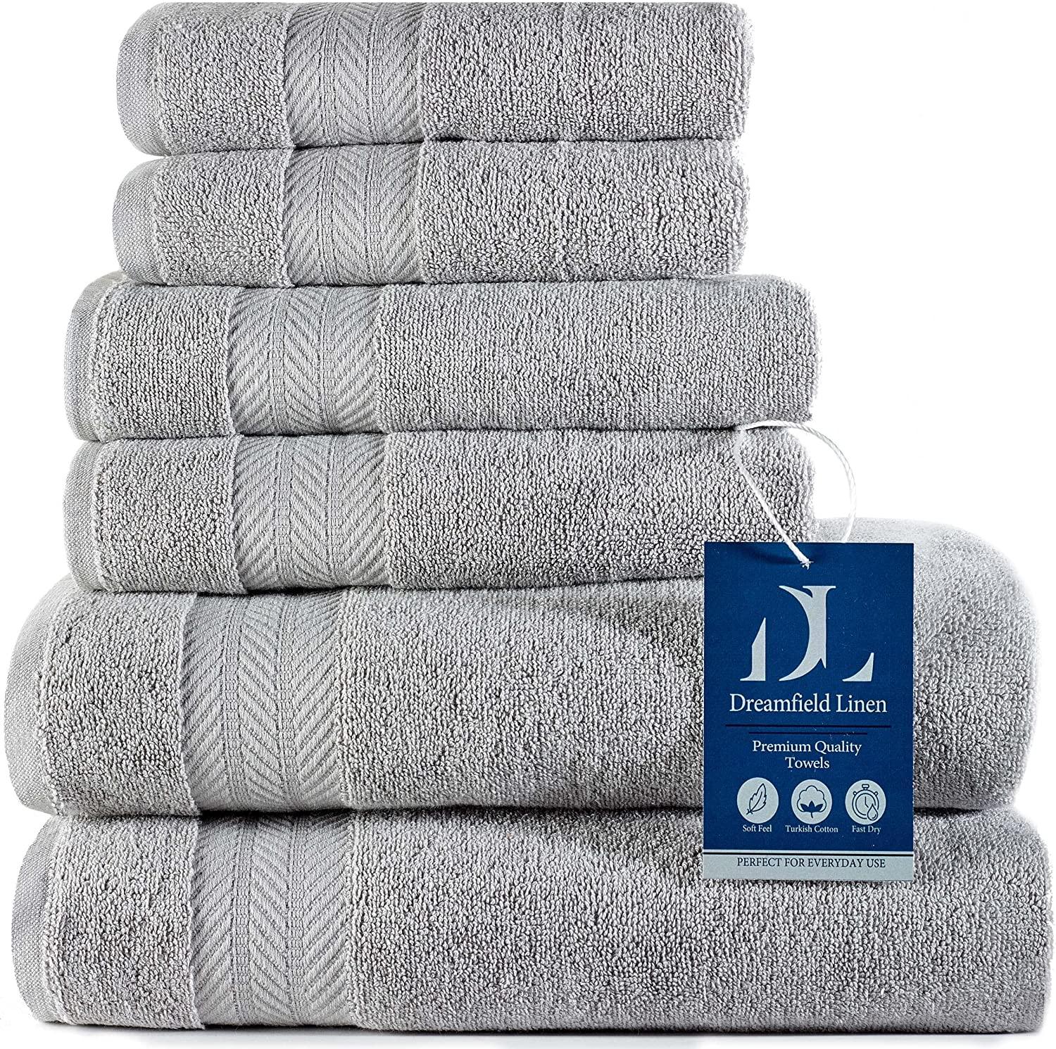 Luxury 100% Cotton Bath Towels - 6 Piece Set, Extra Soft & Fluffy, Hotel Bath  Towel Set - 2 Bathroom Towels, 2 Hand Towels & 2 Washcloths - Charcoal Gray  