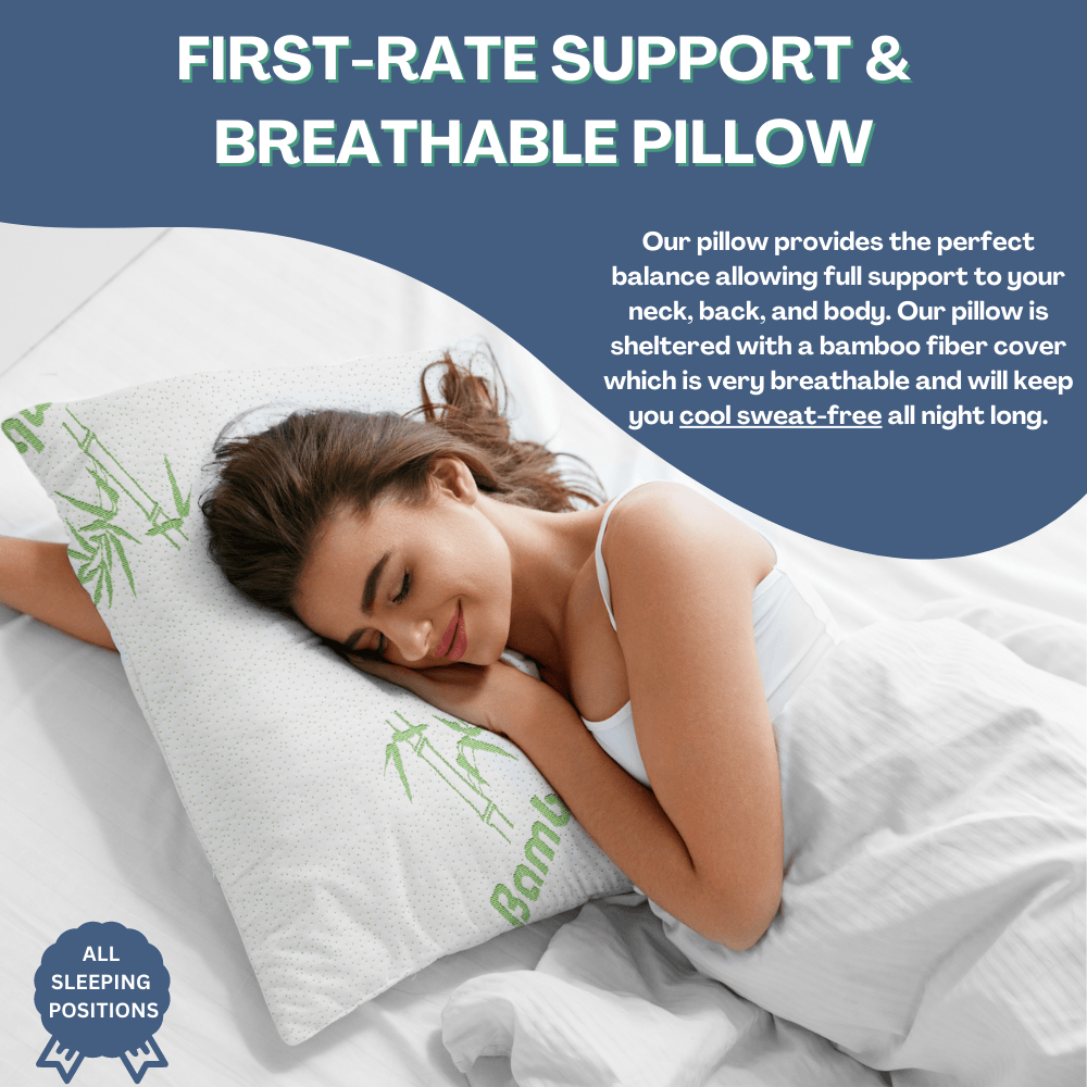 Bamboo Memory Foam Pillow, Best Pillow for Sleeping with Washable Covers - King