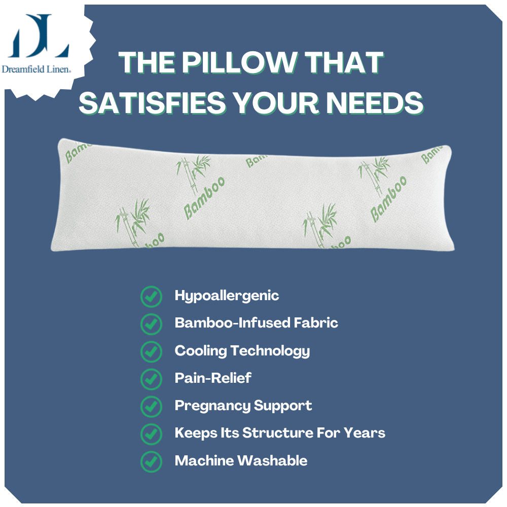 Bamboo Full Body Pillow Shredded Memory Foam - DreamField Linen